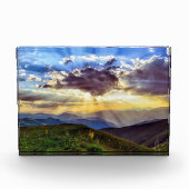 Sonne durch den Wolkenberg Fotoblock (Vorderseite)