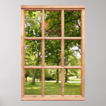 Sonne durch die Bäume Aussicht aus einem Fenster