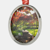 Sonne durch Herbstblätter, Kroatien Silbernes Ornament (Links)