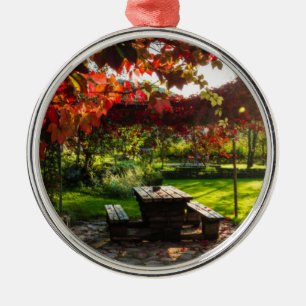 Sonne durch Herbstlaub, Kroatien Silbernes Ornament
