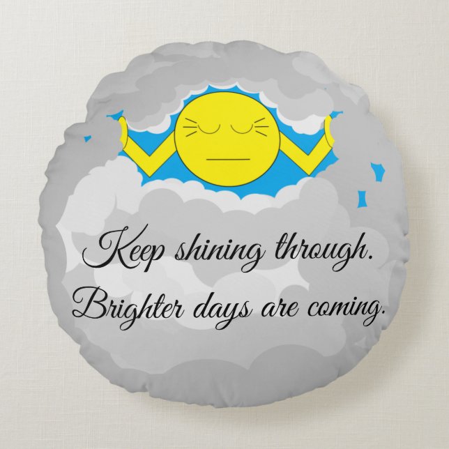 Sonne durch Sturmwolken strömen: Rundes Kissen (Vorderseite)