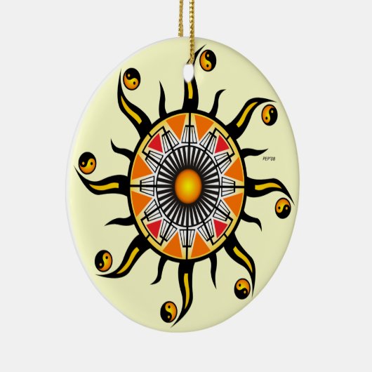 Sonne eines Korbes Keramik Ornament (Rechts)