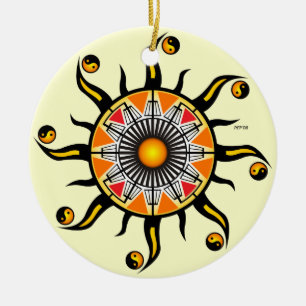Sonne eines Korbes Keramik Ornament