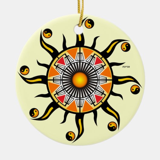 Sonne eines Korbes Keramik Ornament (Vorne)
