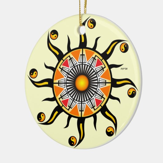 Sonne eines Korbes Keramik Ornament (Links)