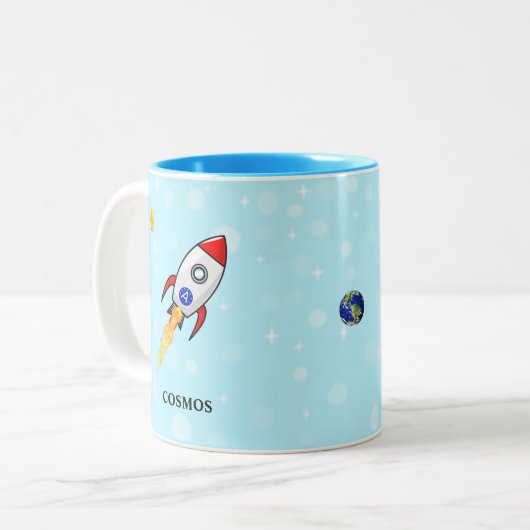 Sonne, Erde und Himmel in hellblau Zweifarbige Tasse (Vorderseite Links)