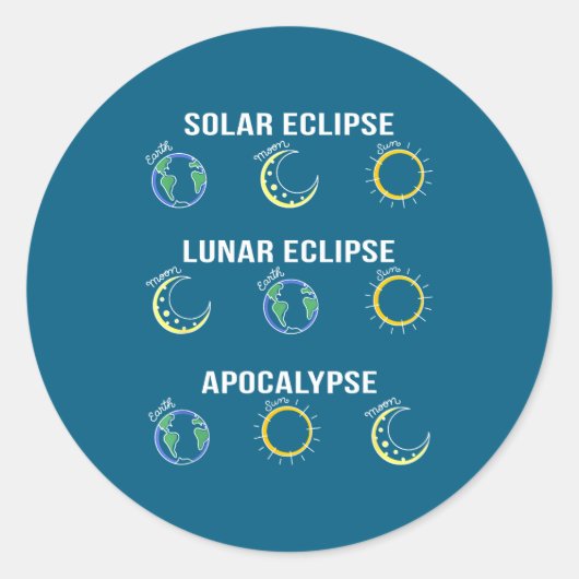Sonne Finsternis Mond Finsternis Apokalypse Runder Aufkleber (Vorderseite)