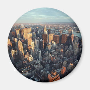 Sonne geht über der Skyline von New York City unte Magnet