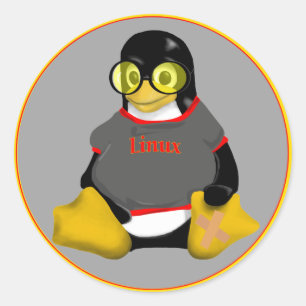 SONNE-GLÄSER 1 LINUXS TUX RUNDER AUFKLEBER