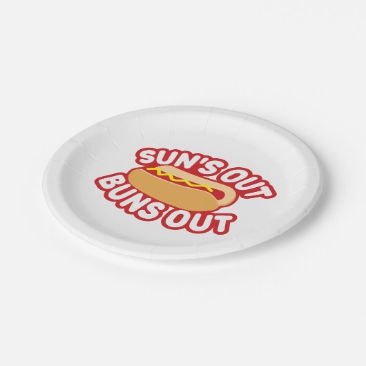 Sonne-heraus Brötchen heraus Pappteller (Schrägansicht)