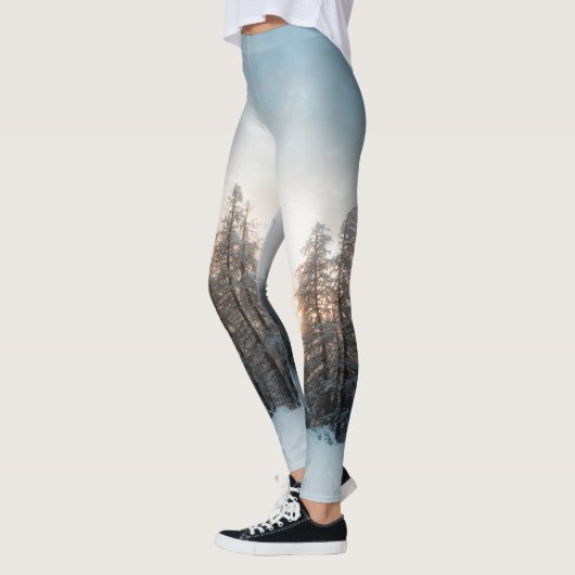 Sonne hinter Fichtenbäumen Leggings (Links)