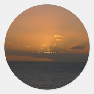Sonne hinter Wolken II Seascape Runder Aufkleber