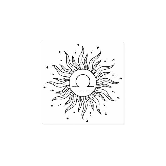 Sonne Horoskop Waage | Sternzeichen Astrologie Gummistempel (Prägung)