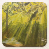 Sonne im Wald, von Gary Poling Rechteckiger Pappuntersetzer (Vorderseite)