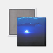 Sonne in den Wolken (blau) Magnet (Vorderseite/Rückseite)