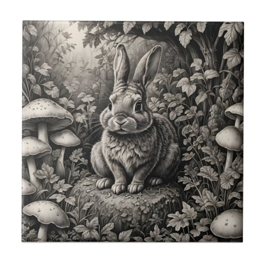 Sonne in einem Pilzgarten Fliese (Vorderseite)