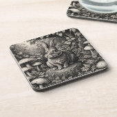 Sonne in einem Pilzgarten Getränkeuntersetzer (Linke Seite)