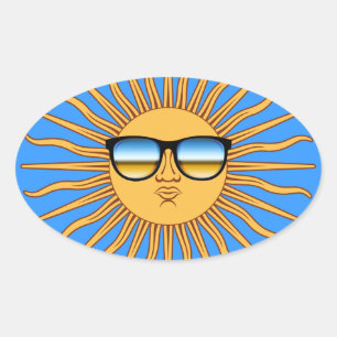 Sonne in Shades Ovaler Aufkleber