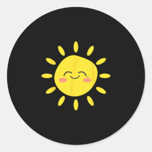 Sonne Lächelt Sonnenschein Süß Liebevoller Sommer Runder Aufkleber