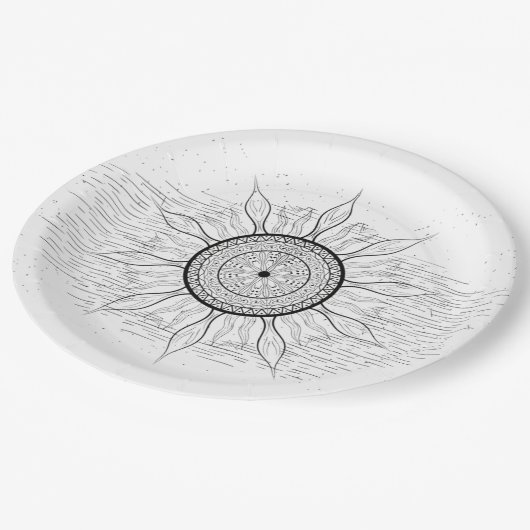 Sonne-Mandala 1 Pappteller (Schrägansicht)