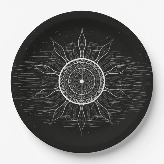 Sonne-Mandala 2 Pappteller (Vorderseite)