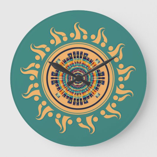 Sonne Mandala Große Wanduhr (Vorderseite)