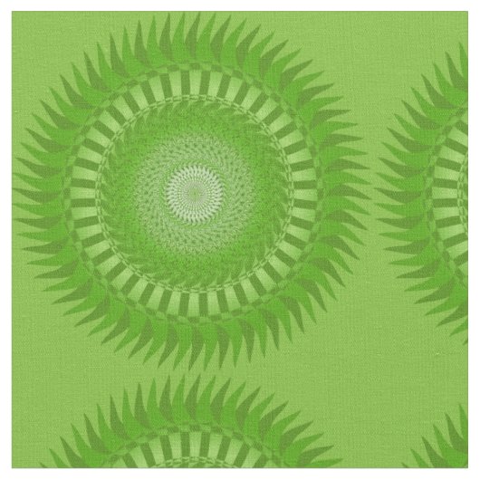 Sonne Mandala grün Stoff (Nahaufnahme)