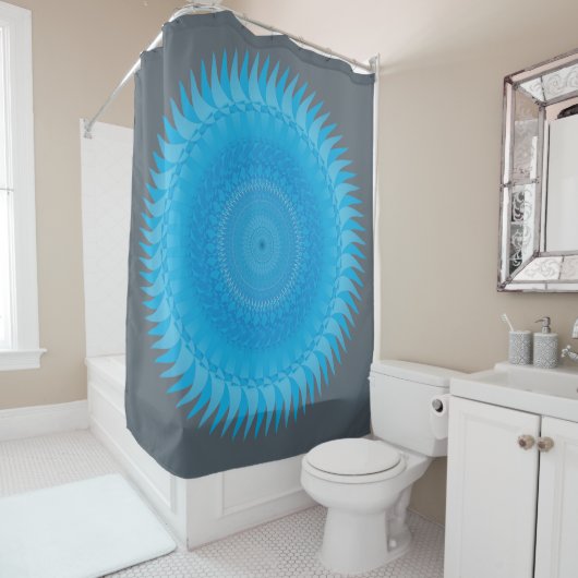 Sonne Mandala Hellblau Duschvorhang (Beispiel)