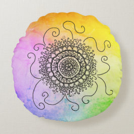 Sonne Mandala Rundes Kissen