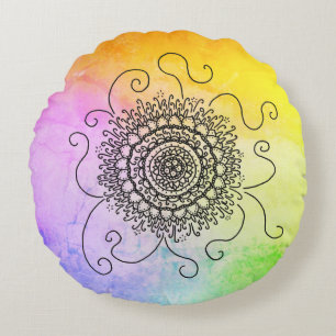 Sonne Mandala Rundes Kissen