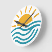 Sonne & Meer Runde Wanduhr (Winkel)