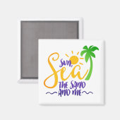 Sonne, Meer, Sand und ich Magnet (Vorderseite/Rückseite)