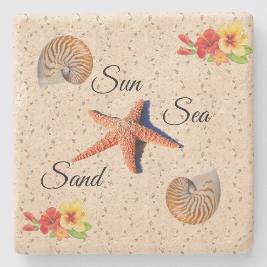 Sonne, Meer, Sandstein Untersetzer (Vorderseite)