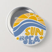 Sonne, Meer und Sommerstrand Button (Vorne & Hinten)