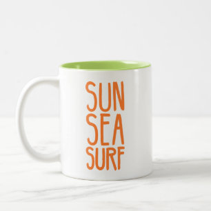 Sonne, Meer und Surf Orange Zweifarbige Tasse