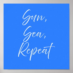 Sonne Meer Wiederholung Blau Poster   Preppy Coast