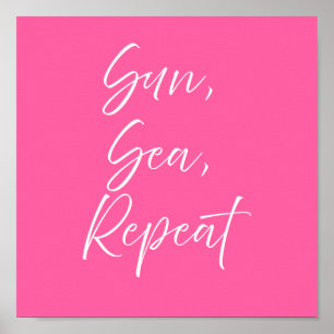 Sonne Meer Wiederholung Rosa Poster Preppy Küste