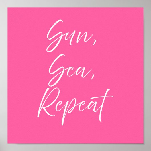 Sonne Meer Wiederholung Rosa Poster | Preppy Küste (Vorne)