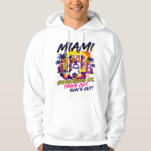 Sonne Miami Florida Retro Bulldog Strand Vibes Hoodie