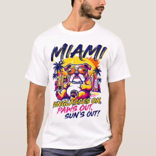 Sonne Miami Florida Retro Bulldog Strand Vibes T-Shirt