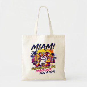 Sonne Miami Florida Retro Bulldog Strand Vibes Tragetasche