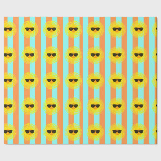 Sonne mit dunkler Sonnenbrille auf Aqua & Orange S Geschenkpapier