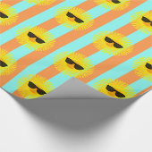 Sonne mit dunkler Sonnenbrille auf Aqua & Orange S Geschenkpapier (Ecke)