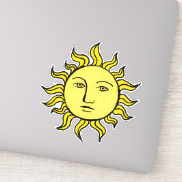 Sonne mit Gesichtsausdruck Retro Magic Vintag Hexe Aufkleber