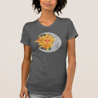 Sonne mit Mond-Grafikdesign T-Shirt.
