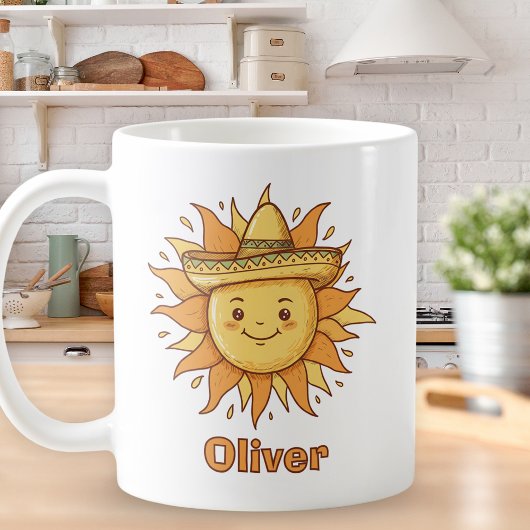 Sonne mit Sombrero lächeln - Sonnenfiesta Doodle Kaffeetasse