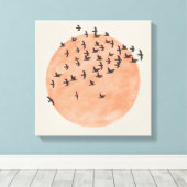 Sonne mit Vogelschloss Leinwanddruck (Insitu (Holzboden))