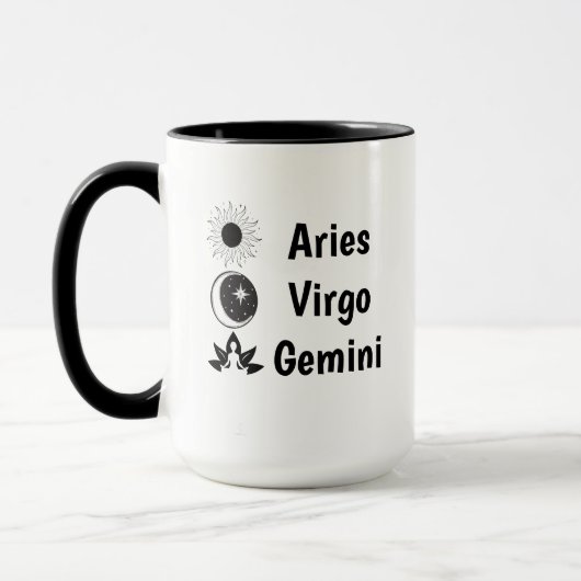 Sonne Mond Aufgehende Sternzeichen Astrologie Whim Tasse (Links)