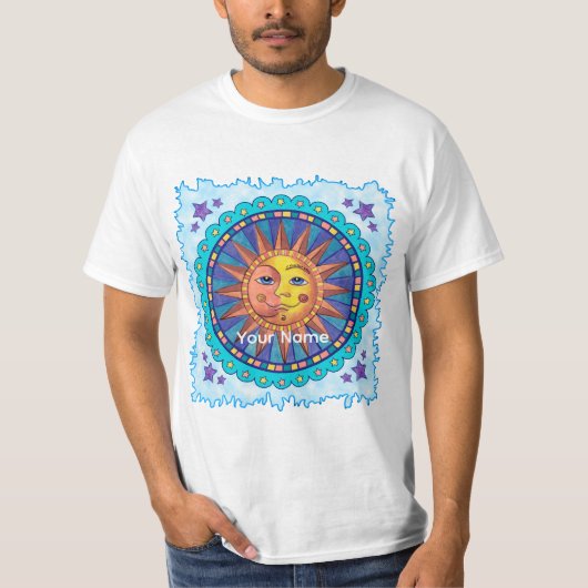 Sonne Mond Gesicht T-Shirt (Vorderseite)