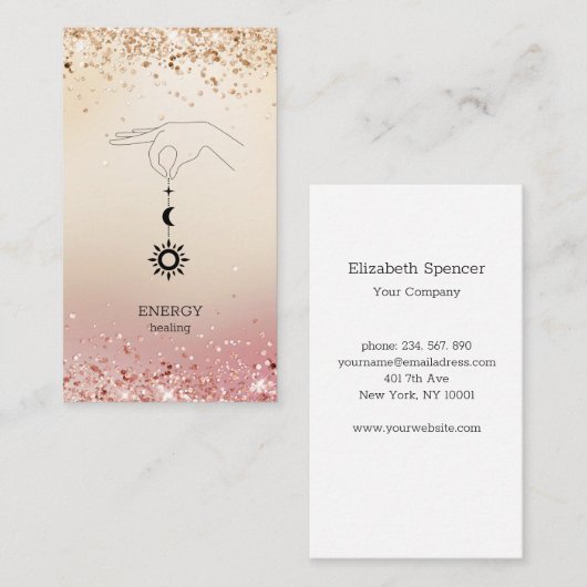 Sonne Mond Glitzer Visitenkarte (Vorne/Hinten)